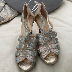 Dress Shoes Gold and Translucent stones.